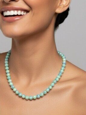 Elegant Green‎ Aqua Water Pearl Necklace 8096